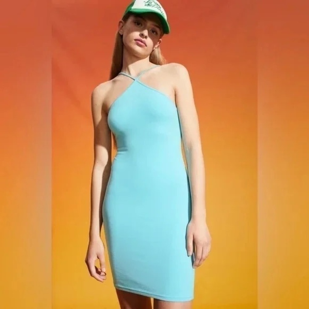H&M | Halter Cotton Dress Light Turquoise Size XXL